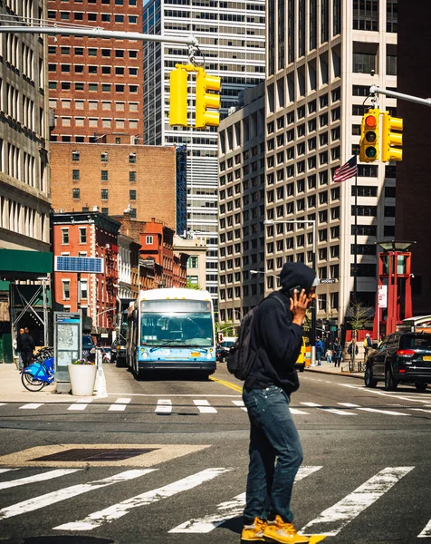 Світлофори на вулицях Манхеттен — стокове фото