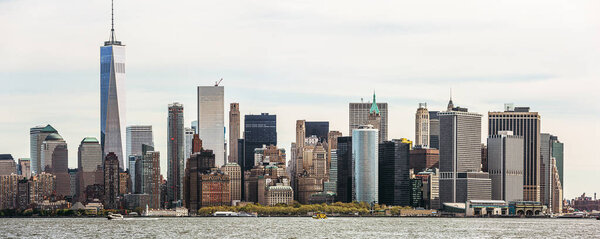 NEW YORK, USA - Apr 28, 2016: Lower Manhattan skyscrapers. New York City panorama