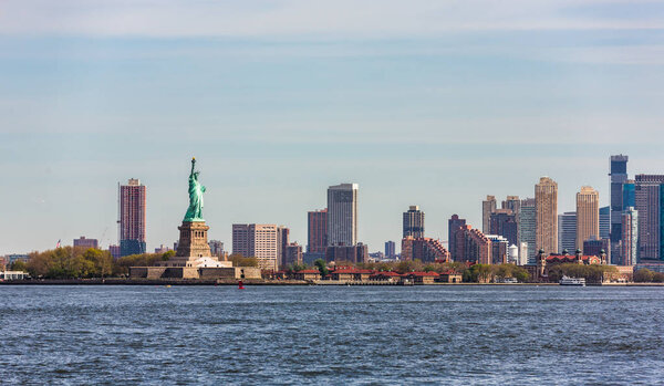 NEW YORK, USA - Apr 28, 2016: Statue of Liberty in early morning. New York City, USA
