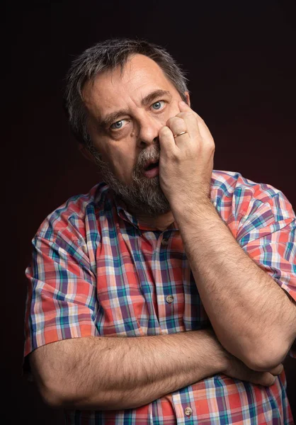 Portrait of sick middle aged man. — Stock Photo, Image