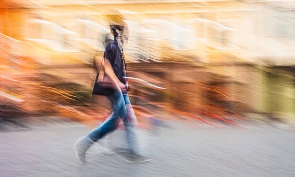 Soft Focus Blurred Abstract Image Young People Street Intentional Motion — Stock Photo, Image