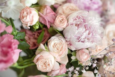 Çiçek arkaplan. Bir buket güzel çiçeğin parçasını kapat.