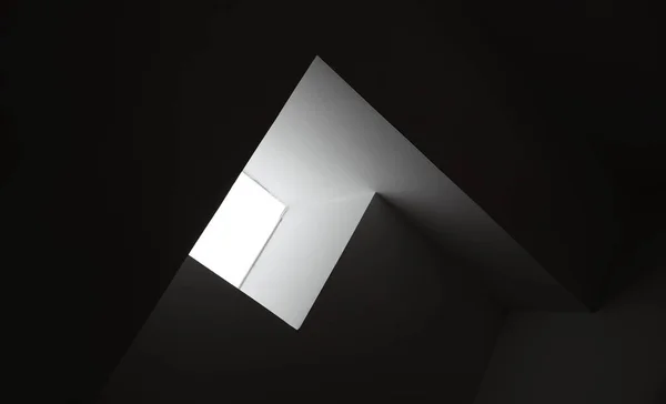 Light and shadow in architecture. Abstract interior fragment with ceiling, beams and window