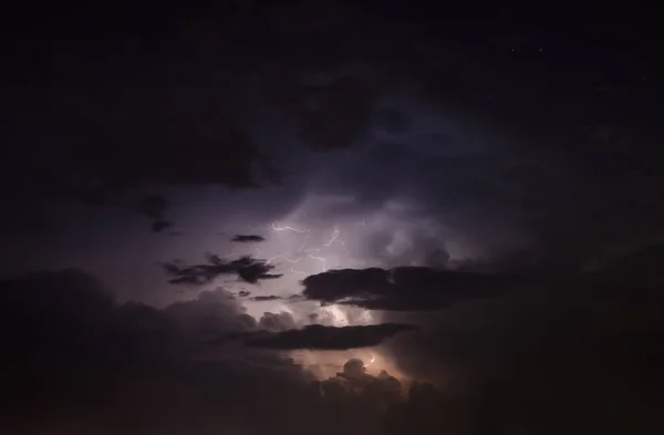 Natural Background Night Sky Thunderstorm Lightning — Stock Photo, Image