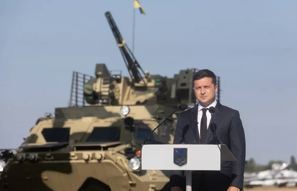 Vasylkiv Ucrania Agosto 2020 Presidente Ucrania Volodymyr Zelensky Participó Ceremonia — Foto de Stock