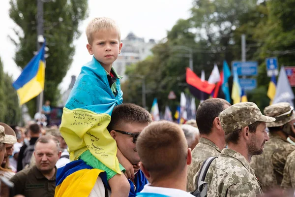 Kyiv Ukraine Aug 2020 Mars Försvarare Ukraina Med Anledning Årsdagen — Stockfoto