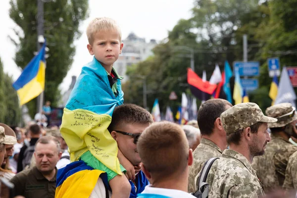 Kyiv Ukraine Aug 2020 March Defenders Ukraine Occasion 29Th Anniversary — Stock Photo, Image