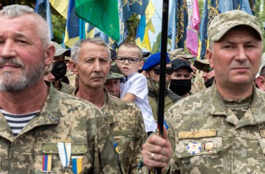 KYIV, UKRAINE - Ukrayna 'nın Kyiv' deki bağımsızlığının 29. yıldönümü münasebetiyle Ukrayna savunucularının 24 Ağustos 2020