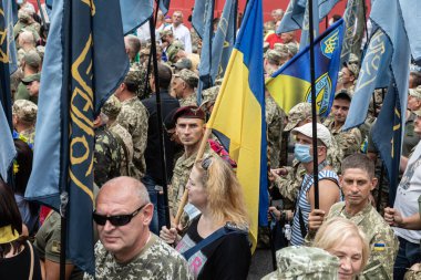 KYIV, UKRAINE - Ukrayna 'nın Kyiv' deki bağımsızlığının 29. yıldönümü münasebetiyle Ukrayna savunucularının 24 Ağustos 2020