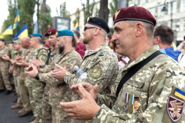 KYIV, UKRAINE - Ukrayna 'nın Kyiv' deki bağımsızlığının 29. yıldönümü münasebetiyle Ukrayna savunucularının 24 Ağustos 2020