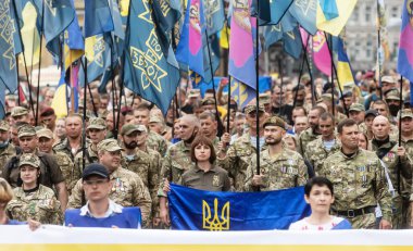 KYIV, UKRAINE - Ukrayna 'nın Kyiv' deki bağımsızlığının 29. yıldönümü münasebetiyle Ukrayna savunucularının 24 Ağustos 2020