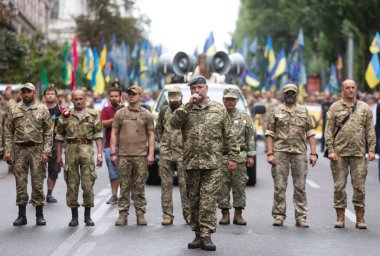 KYIV, UKRAINE - Ukrayna 'nın Kyiv' deki bağımsızlığının 29. yıldönümü münasebetiyle Ukrayna savunucularının 24 Ağustos 2020