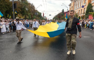 KYIV, UKRAINE - Ukrayna 'nın Kyiv' deki bağımsızlığının 29. yıldönümü münasebetiyle Ukrayna savunucularının 24 Ağustos 2020