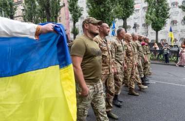 KYIV, UKRAINE - Ukrayna 'nın Kyiv' deki bağımsızlığının 29. yıldönümü münasebetiyle Ukrayna savunucularının 24 Ağustos 2020