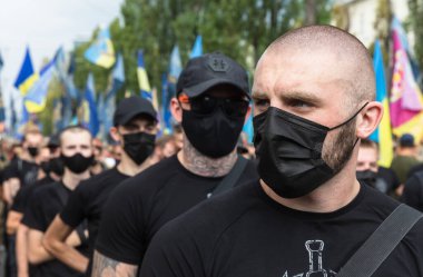 KYIV, UKRAINE - Ukrayna 'nın Kyiv' deki bağımsızlığının 29. yıldönümü münasebetiyle Ukrayna savunucularının 24 Ağustos 2020