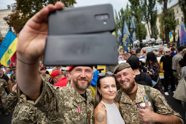 Kyiv Ukraine Août 2020 Marche Des Défenseurs Ukraine Occasion 29E — Photo