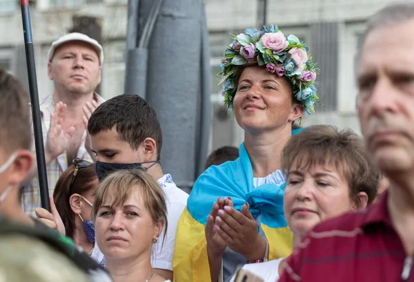 Kyiv Ukraine 8月24 2020 キエフでウクライナの独立29周年の機会にウクライナの防衛者の3月 — ストック写真