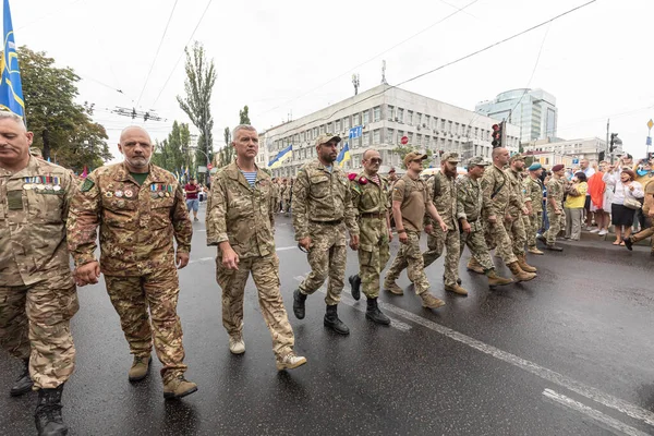 Kyiv Ukraine Aug 2020 Március Védők Ukrajna Alkalmából Évfordulója Függetlenség — Stock Fotó