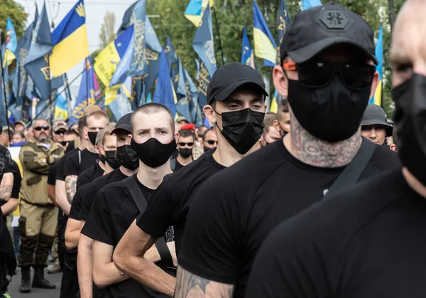 Kyiv Ukraine Sierpnia 2020 Marsz Obrońców Ukrainy Okazji Rocznicy Niepodległości — Zdjęcie stockowe