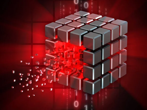 Hacked Data Cube Illustration — Stock Photo, Image