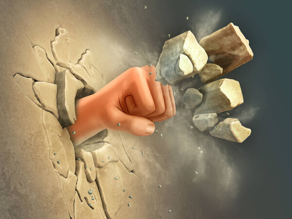 Punching Hole Wall Illustration — Stock Photo, Image