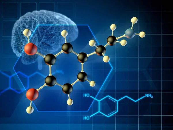 Formula Della Molecola Dopamina Diagramma Illustrazione — Foto Stock