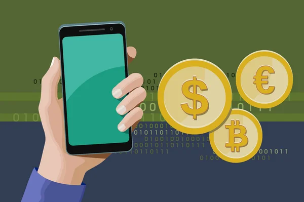 Online-Transaktionen mit dem Smartphone — Stockvektor