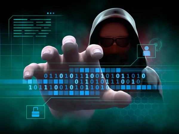 Хакер крадет личную информацию — стоковое фото