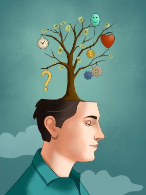 Different thoughts growing on a tree clipart