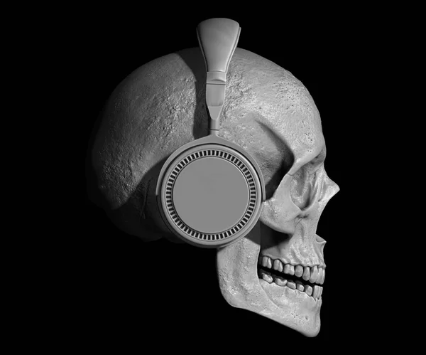 Cráneo Con Auriculares Aislados Fondo Ilustración — Foto de stock gratuita