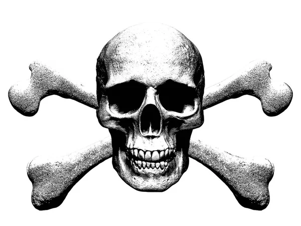 Skull Crossbones Illustratie Geïsoleerd Witte Achtergrond — Stockfoto