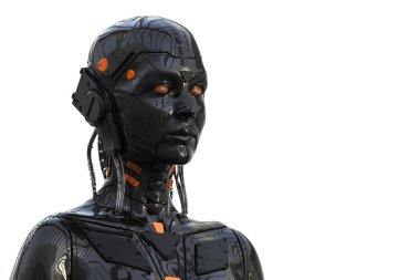 Robot Android Woman Humanoid - beyaz arka planda izole - gerçekçi 3d render