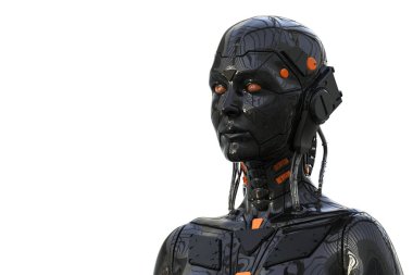 Robot Android Woman Humanoid - beyaz arka planda izole - gerçekçi 3d render