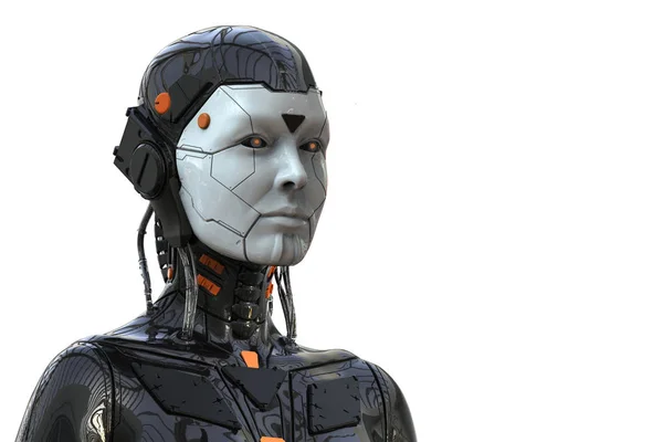 Robot Android Cyborg Woman Humanoid Aislado Fondo Blanco Representación Realista Fotos de stock