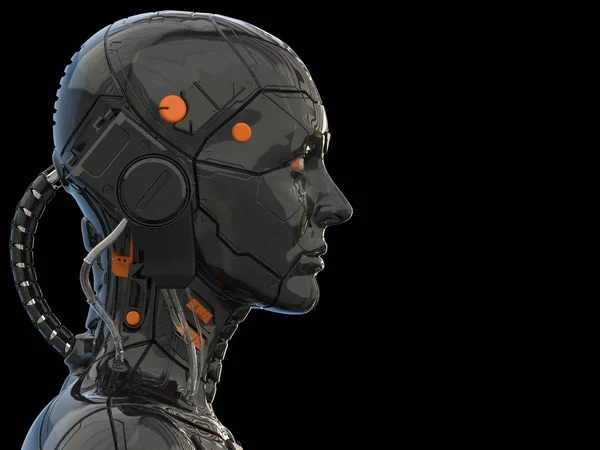 Renderowanie Android Robot Cyborg Kobieta Humanoidalny Widok Boku Izolowane Pustym — Darmowe zdjęcie stockowe
