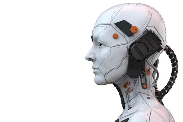 Rendering Android Robot Cyborg Woman Humanoid Side View Isolated Empty — Stock Photo, Image