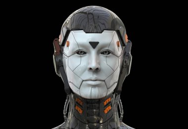 Robot kadın, bilimkurgu android kadın yapay zeka arka plan 3d render