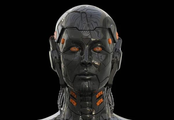 Robot Donna Sci Androide Femminile Intelligenza Artificiale Sfondo Rendering — Foto Stock