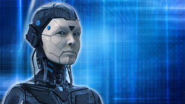 Robot sci fi kadın teknolojisi Arka plan - 3d render duvar kağıdı