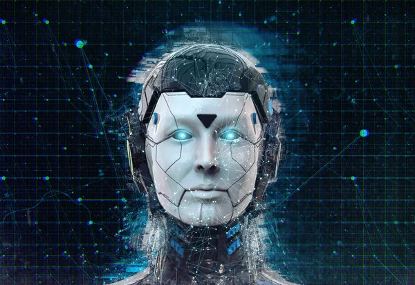 Teknoloji Robot bilimkurgu kadın Cyborg android arka plan -Humanoid Yapay zeka duvar kağıdı-3d render