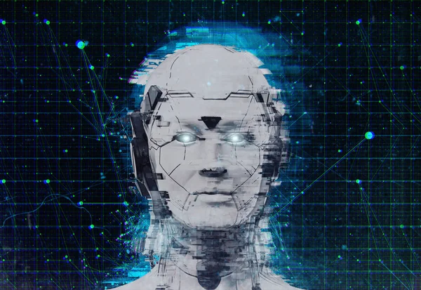 Technologický Robot Sci Žena Cyborg Android Pozadí — Stock fotografie zdarma