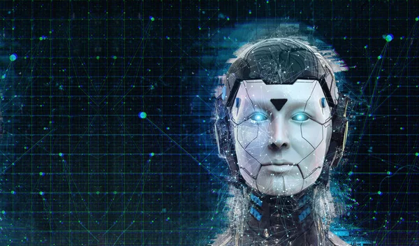 Technologie Roboter Sci Frau Cyborg Androiden Hintergrund Humanoide Künstliche Intelligenz — Stockfoto