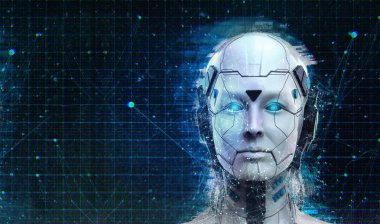 Teknoloji Robot bilimkurgu kadın Cyborg android arka plan -Humanoid Yapay zeka duvar kağıdı-3d render