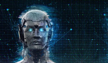Teknoloji Robot bilimkurgu kadın Cyborg android arka plan -Humanoid Yapay zeka duvar kağıdı-3d render