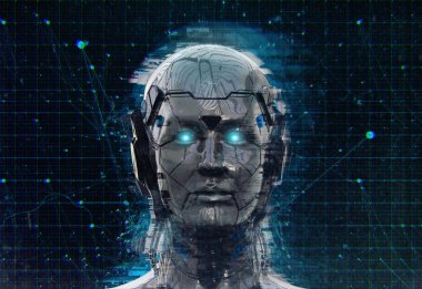 Teknoloji Robot bilimkurgu kadın Cyborg android arka plan -Humanoid Yapay zeka duvar kağıdı-3d render