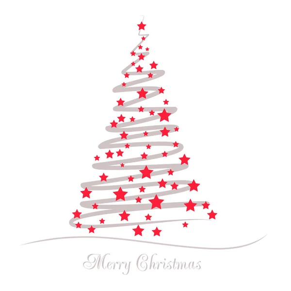 Arbre Noël Avec Étoiles Rouges — Image vectorielle