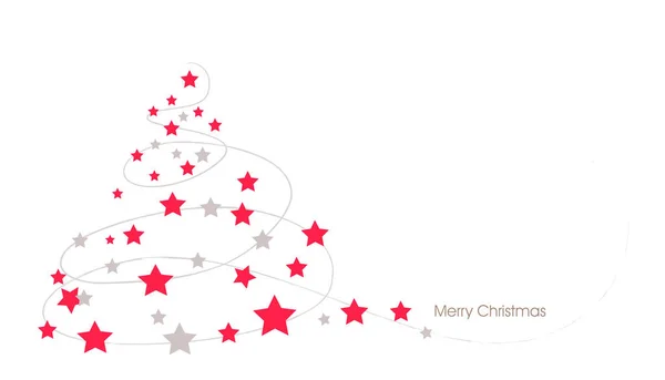 Vánoční Strom Červenými Hvězdičkami — Stockový vektor