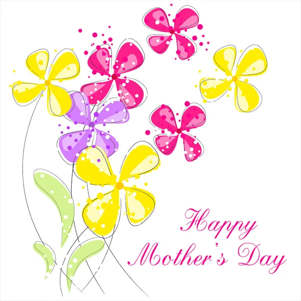 Mother's Day kaart met roze bloemen — Stockvector