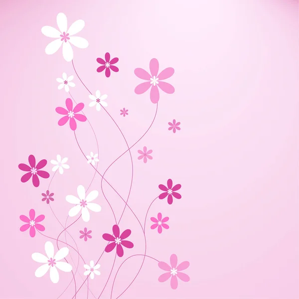 Fundo rosa com flores coloridas — Vetor de Stock