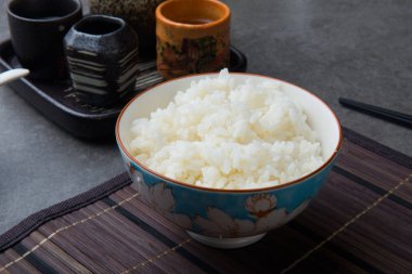 Hazırlanan Japon pirinç kase closeup